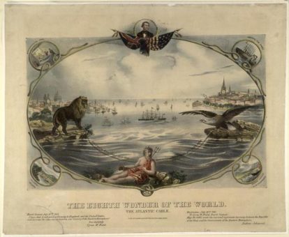 Litografia sobre o cabo Atlântico entre Estados Unidos e Grã-Bretanha. Kimmel & Forster, 1866. (2)