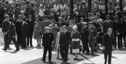 Ambos presidentes de regimes ditatorias de Portugal e Brasil, Américo Thomaz e Emilio Garrastazu Médici em Cerimônia de entrega dos restos mortais de Dom Pedro I ao governo brasileiro, nos 150 anos da Independência do Brasil, em 1972. Foto : Eurico Dantas/ Agencia O Globo (6)