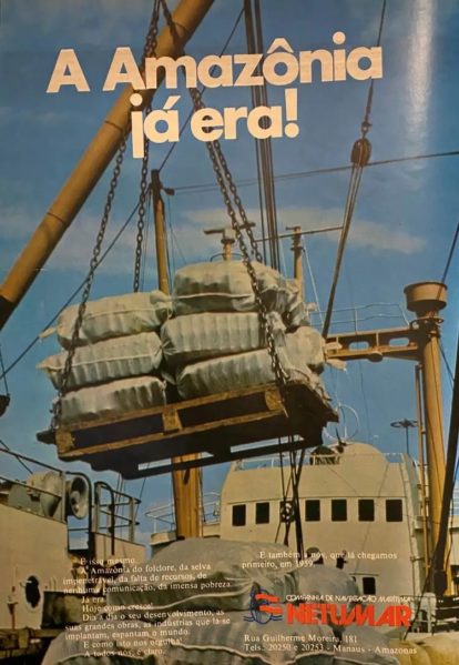 Propaganda da companhia de navegação marítima Netumar. Crédito: Reprodução/Acervo Ricardo Cardim.