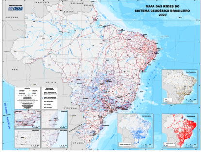 Mapa das Redes do Sistema Geodésico Brasileiro, 2020. Fonte: IBGE. (2)