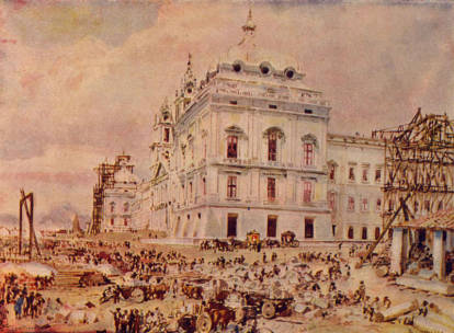 4) ’’Construção do Convento de Mafra’’ de Roque Gameiro, presente em ‘’Quadros da História de Portugal’’ de 1917. (5)