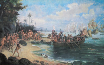 ’’Desembarque de Pedro Álvares Cabral em Porto Seguro, 1500’’, de Oscar Pereira da Silva, 1900. Fonte: Acervo Museu Paulista USP. (2)