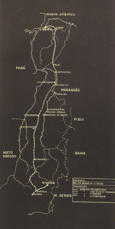 Projeto da Rodovia Belém-Brasília, atual Rodovia Bernardo Sayão (BR-010). BRASÍLIA: Revista da Companhia Urbanizadora da Nova Capital do Brasil, de 1958. (4)