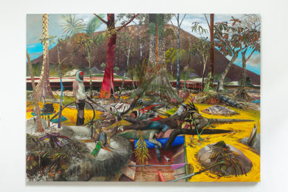 Luiz Zerbini, Massacre de Haximu, 2020, acrílica sobre tela, 280 x 391 cm, coleção do artista, Rio de Janeiro, Brasil
