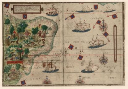 Terra Brasilis. Mapa atribuído ao cartógrafo Lopo-homem, produzido por volta de 1519. Fonte: Acervo Biblioteca Nacional. (5)