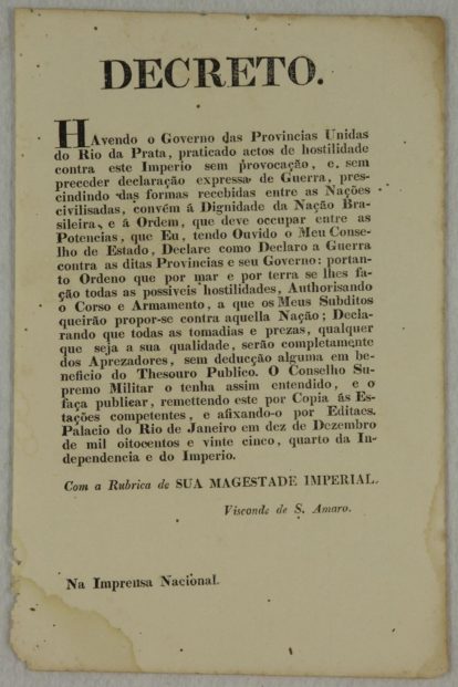 Declaração de Guerra assinada pelo Visconde de Santo Amaro. (1)