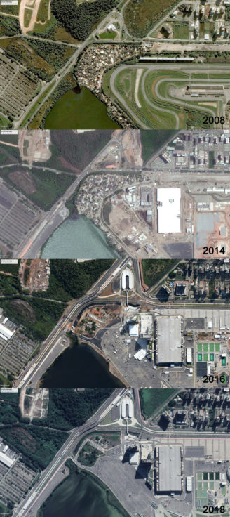 Vila Autódromo entre 2008 e 2018 Imagem: Michel Zalis a partir de imagens de satélite do Google (3)