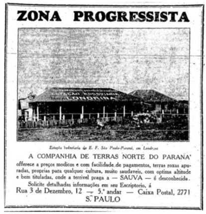 Panfleto da Companhia de Terras Norte do Paraná (CTNP) buscando atrair novos colonizadores para as terras roxas do estado - Foto: Reprodução/CTNP