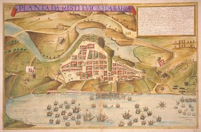 Planta da Restituição da Bahía, por João Teixeira Albernaz, 1631. Pintura que retrata a vitória da Jornada dos Vassalos. (1)
