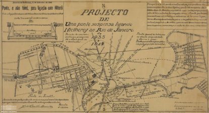 Projeto de ponte conectando Rio e Niterói, de 1935. Fonte: Arquivo Nacional. Fundo João Coelho Brandão. (7)