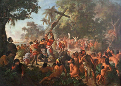Elevação da Cruz em Porto Seguro, tela de Pedro Peres (1879). (2)