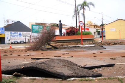 A Estátua como testemunha da destruição causada por uma das várias inundações. Foto: São Carlos Agora (2)