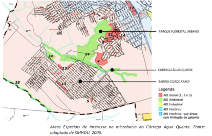 Cidade Aracy sobre rios e matas. Foto: Maria Cecília Pedro Bom de Lima, adaptada de SMHDU, 2005 (2)